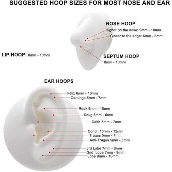 FANSING 316L Surgical Steel Hinged Nose Rings Hoop for Men and Women Piercings - Picture 7 of 7